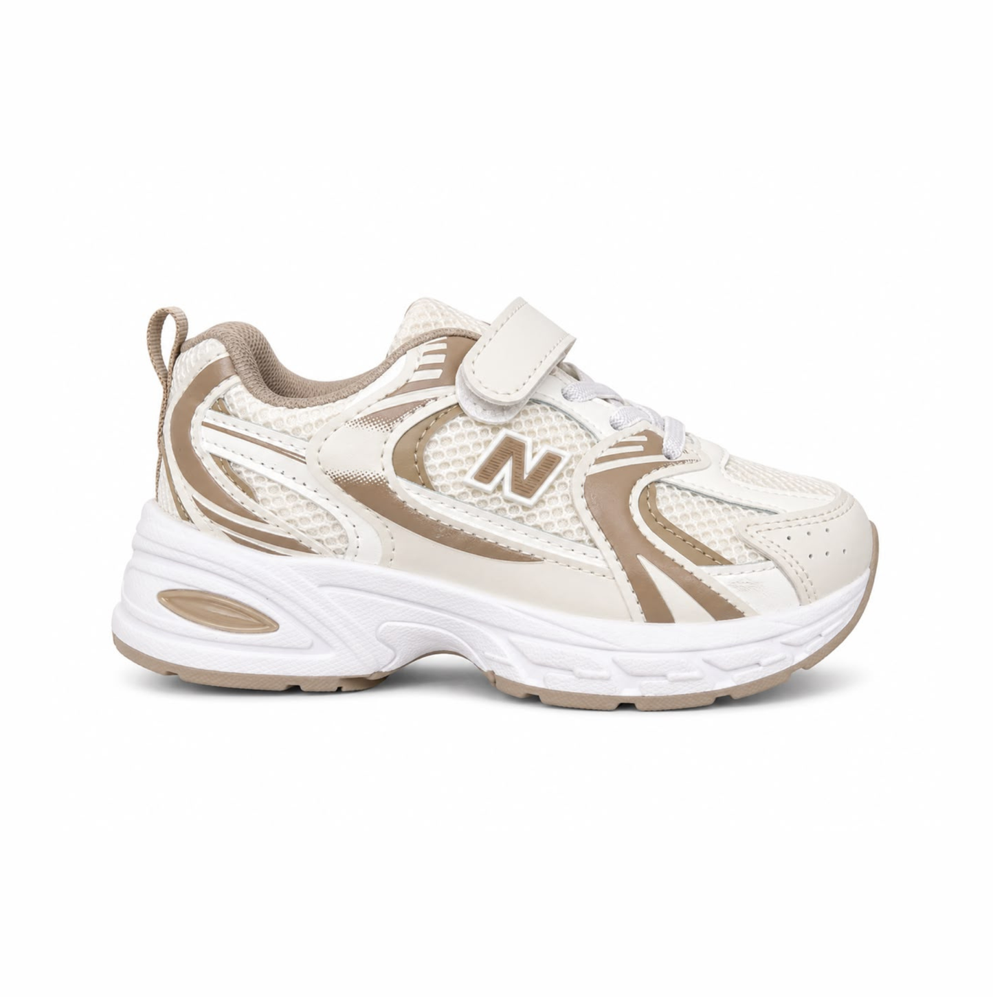 New Balance beige and white